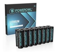 POWEROWL AA Piles au Lithium 16 Pièces Haute capacité Longue durée 1,5 V AA pour appareils High-Tech (Non Rechargeables)