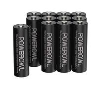 POWEROWL AA Piles Rechargeables 2800mAh 1,2V Ni-MH Batterie Rechargeable | 1200 Cycles | Économique et Écologique | Haute Capacité Réelle Lot de 12
