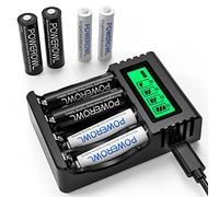 POWEROWL Chargeur de Piles Ensemble de Chargeur Rapide LCD 8 Piles Rechargeables AA/AAA Durabilité de Grande capacité Combinaison de Batterie et Chargeur de Bureau à Domicile