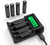 POWEROWL Chargeur de Piles Ensemble de Chargeur Rapide LCD 8 Piles Rechargeables AA Durabilité de Grande capacité Combinaison de Batterie et Chargeur de Bureau à Domicile
