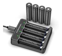 POWEROWL Chargeur de Piles Rechargeables Rapide, pour Piles Rechargeables Ni-MH AA AAA, sans Adaptateur (Noir, chargeurs+8AA Piles)