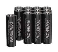 POWEROWL Lot de 12 piles AA rechargeables, 2800 mAh, haute capacité, double A, 1,2 V, NiMH, faible auto-décharge