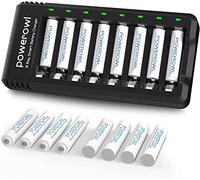 POWEROWL Lot de 16 Piles Rechargeables AAA avec Chargeur, Piles AAA Rechargeables Haute capacité 1000 mAh 1,2 V NiMH Faible autodécharge