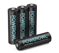 POWEROWL Lot de 4 AA Piles au Lithium Haute capacité Longue durée 1,5 V AA pour appareils High-Tech (Non Rechargeables)
