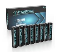POWEROWL Piles AA Lithium 1,5V - Haute Capacité et Longue Durée, Piles LR06 Non Rechargeables pour Appareils Photo, Manettes de Jeu, Jouets et Lampes Torches (Pack de 8)
