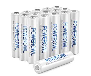 POWEROWL Piles AAA Rechargeables,1000mAh 1,2V Ni-Mh Accu AAA 1200 Cycles, Faible Auto-décharge Pile avec Emballage écologique Lot de 16