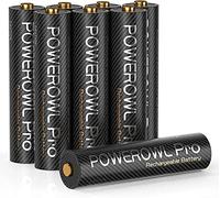 POWEROWL Piles AAA Rechargeables Pro, Haute Capacité 1100 mAh, Batterie NiMH Triple A de Qualité Supérieure - 8 Pièces