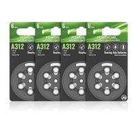 POWEROWL Piles auditives 312, Cellule Haute Performance 24 pièces, Piles Longue durée Type 312 pour appareils auditifs