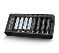 POWEROWL Piles Rechargeables + 8 Slots Chargeur de Piles Kits avec 4 pcs AA 2800mah +4 pcs AAA 1000mAh Compatible avec Les Batterie 1,2 V AA et AAA