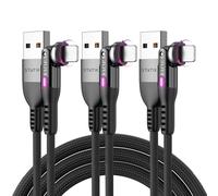 Powerpivot Lot De 3 Câbles De Charge À 90 Degrés 12 W Usb Vers Iphone \U2013 Câble À Angle Droit Avec Tête Pivotante Rotative À 360 Degrés, Câble De Charge Et Transfert De Données Compatible Avec