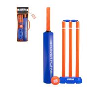 Powerplay Ensemble de Cricket en Plastique Taille 3 pour Enfants, Balle légère, souches et Batte - Ensemble de Cricket Amusant en Plein air