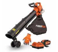 Powerplus Dual Power POWDPGBVS1-40V Souffleur à Feuilles sans Fil 3 en 1 : broyer, souffler et Aspirer, Vitesse d'air maximale de 210 km/h, avec Batterie et Chargeur