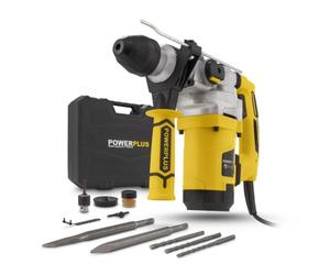 Powerplus Perceuse à Percussion Électrique POWX1175-4 en 1 : Perçage, Perçage à Percussion, Burinage et Rotation du Burin, Perceuse Filaire de 1600 W et 5 J, SDS plus, 6 Accessoires