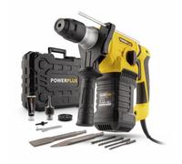 Powerplus Perceuse à Percussion Électrique POWX1197-4 en 1 : Perçage, Perçage à Percussion, Burinage et Rotation du Burin, Perceuse Filaire de 1500 W et 5 J, SDS plus, 7 Accessoires