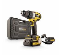 Powerplus Perceuse à Percussion sans Fil POWX00450-3 en 1 : Perçage, Perçage à Percussion et Vissage, Perceuse Batterie de 20 V et 50 Nm, incl. 2 Batteries 2.0 Ah et 1 Chargeur