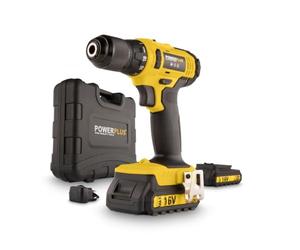 Powerplus Perceuse-Visseuse sans Fil POWX00425 - Tournevis 16V, 2x1.3Ah Batteries, Chargeur, Mallette Outil, Bois, Pierre, Métal