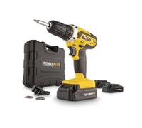 Powerplus Perceuse-Visseuse sans Fil POWX00501 - Tournevis 20 V, 3x20V Li-ion Batteries, Chargeur, Coffret Outil 12 Pièces, Embouts
