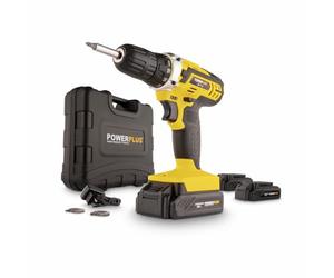 Powerplus Perceuse-Visseuse sans Fil POWX00501 - Tournevis 20 V, 3x20V Li-ion Batteries, Chargeur, Coffret Outil 12 Pièces, Embouts
