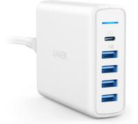 Powerport I Usb-C Chargeur Secteur Usb 60w 5 Ports Avec 1 Port Usb Type-C Power Delivery Et 4 Ports Poweriq Pour Iphone X/8/Plus, Macbook, Samsung S8 Et Poweriq Pour Iphone, Ipad Et Android