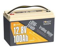 PowerQueen Batterie 12V100Ah Lithium LiFePO4 pour Moteur Bateau Remorque-1280Wh - BMS100A - protection de froid