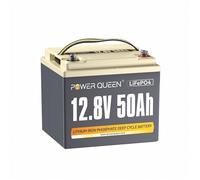 PowerQueen Batterie Lithium 12V 50Ah LiFePO4 640Wh 4000+ Cycles pour Marine, Moteur hors-bord électrique,Système solaire