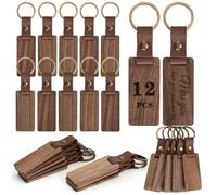 Powerruif 12 PièCes SéRies Vierge Porte-CléS en Bois Bricolage Porte-CléS en Bois Porte-CléS Peut êTre Gravé de Bricolage pour Bricolage Graver et Peindre, Artisanat Cadeau