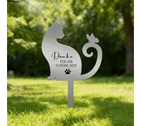 Powerruif Plaque ComméMorative Chat Pierre Tombale - StèLe ComméMorative Chat en Acier Inoxydable 30x18cm, DéCoration FunéRaire De Jardin pour MaîTre De Chat Souvenir Animal