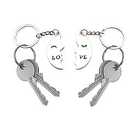 Powersell Duo porte-clés love âme soeur magnétique et amovible, cadeau amour romantique pour couple, lui & elle, petit ami, Saint-Valentin, anniversaire homme femme et Noël, acier, S