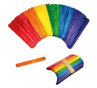 Powersell srls Lot de 50 bâtons en bois abaissés à la langue, crème glacée pour travaux bricolage colorés, lattes créatives et décoration bricolage, éducation des enfants/, multicolore