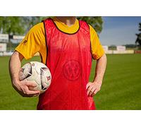 POWERSHOT Chasuble de Sport - Couleurs au Choix - Taille Adulte M-L/Enfant XS-S/et Grande Taille XL-XXL ! Résistant (Rouge, M/L (Lot de 5))