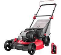 PowerSmart B8621P Tondeuse à gazon 3 en 1 à gaz 3 en 1, moteur B&S 140 cc avec refroidissement par air forcé, 6 niveaux de hauteur, plateau en acier durable, paillage, sac arrière et décharge latérale
