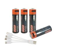 PowerSmart Lot de 4 piles AA de type C - 4000 mAh - 1,5 V - Haute capacité - Piles rechargeables AA Li-ion