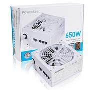 PowerSpec Bloc d'alimentation semi-modulaire 650 W certifié 80 Plus Bronze ATX PSU Active PFC SLI Crossfire Ready pour PC de jeu, PS 650BSM (édition blanche)