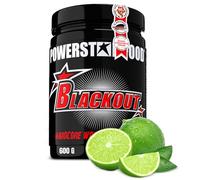 Powerstar BLACKOUT Pre Workout Booster Hardcore 600g | Booster Pré-Entraînement | Haute Dose avec Caféine Naturelle | Fitness & Énergie | Fabriqué en Allemagne | Végétalien | Green Lemon