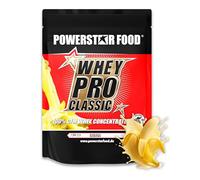 Powerstar Whey Pro Classic Poudre de protéines de lactosérum 1000 g, fabriquée en Allemagne, 100 % concentré de lactosérum CFM, poudre de protéine avec seulement 2 % de glucides, banane