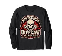 Powerstroke Outlaw Diesel Skull Graphic Fast Loud Dirty Manche Longue