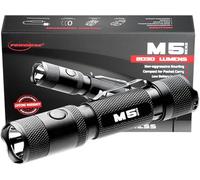 PowerTac M5 GEN3 - La clé croissant des lampes de poche tactiques LED rechargeables, intensité 2030 lumens, portée de 330 m avec un grand remplissage pour des distances plus rapprochées, charge