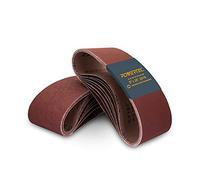 POWERTEC 110808 Lot de 18 bandes abrasives de 7,6 x 45,7 cm | Assortiment de bandes abrasives en oxyde d'aluminium, 3 de chaque grain 60, 80, 120, 150, 240, 400 | Papier abrasif de qualité supérieure