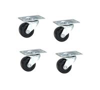 POWERTEC 17209V Lot de 4 roulettes pivotantes en caoutchouc à profil bas, 3,8 cm