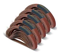 POWERTEC 40182-1 Lot de 50 bandes abrasives de 1,27 x 45,7 cm | Assortiment de bandes abrasives en oxyde d'aluminium, 10 de chacun des 40 80 120 180 240 grains | Papier abrasif de qualité supérieure