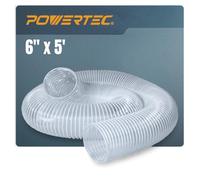 PowerTec 70239 Aspirateur de travail du bois et d'atelier en PVC de 15,2 cm x 1,5 m, raccords de collecte de poussière de 1,5 m | Flexible transparent très résistant, tuyau de 15,2 cm x 1,5 m