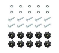 POWERTEC 71482 Kit de poignée T-Track avec 7 étoiles 5/16 filetées, boulons et rondelles pour menuiserie gabarit et fixations - Lot de 10