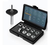 POWERTEC 72092 Solid Router Template Bushing Guides and Centering Pin with Cone, 5/16 to 1 Inch Bushings Fits All Porter Cable Style Router Sub Bases. Perfect for Precision Woodworking