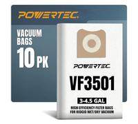 POWERTEC 75017-P2 Lot de 10 sacs filtrants de rechange haute efficacité pour aspirateur Ridgid/Workshop humide/sec VF3501/WS32045F