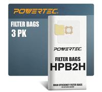 POWERTEC 75046 Lot de 3 sacs d'aspirateur filtrés HEPA | Sacs de rechange style HPB2H | Compatible avec AstroVac Valet & VacuMaid Model
