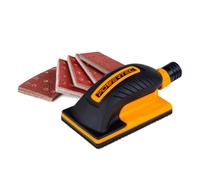 POWERTEC Bloc de ponçage avec port de collecte de poussière de 2,5 cm OD et patins de ponçage assortis (grain 40, 80, 120, 180, 240, 10 de chaque), ponceuse à blocs pour le travail du bois, la