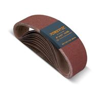 POWERTEC Lot de 15 bandes abrasives de 10,2 x 53,3 cm pour ponceuse à bande, 5 de chaque grain 80, 120, 150, assortiment de papier ponceuse à bande en oxyde d'aluminium pour ponçage du bois et de la
