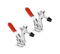 POWERTEC Lot de 2 colliers de serrage à bascule, capacité de maintien de 226,8 kg, pinces horizontales à dégagement rapide 225D avec pointe de pression en caoutchouc antidérapant pour gabarits et