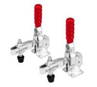 POWERTEC Lot de 2 colliers de serrage à bascule, capacité de maintien de 226,8 kg, pinces verticales à dégagement rapide avec pointe de pression en caoutchouc antidérapant pour gabarits et fixations