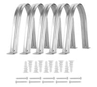 POWERTEC Lot de 5 cintres de tuyau en acier inoxydable 70258 avec ancrages autotaraudeuses et vis pour cloison sèche, 10,2 cm